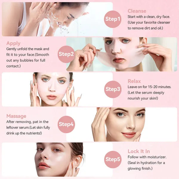 Collagen Radiance Boost Facial Masks – Anti-Wrinkle Lifting Skincare (5 Sheets/Box)