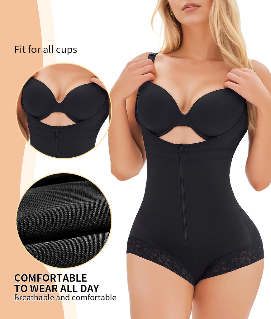 Women's Fajas Colombianas Shapewear For Women Postpartum Tummy Control Bodysuit Full Body Shaper For Women Body Butt Lifter Panties Zipper Straps Thong Bodysuit