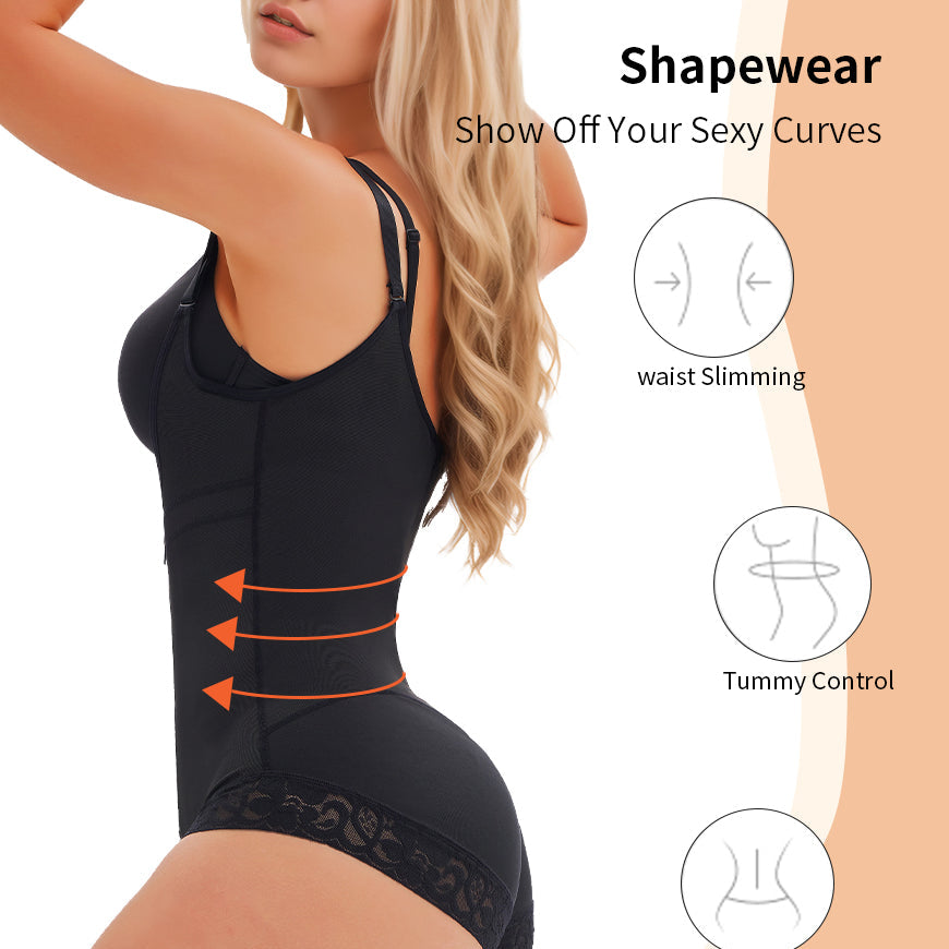 Women's Fajas Colombianas Shapewear For Women Postpartum Tummy Control Bodysuit Full Body Shaper For Women Body Butt Lifter Panties Zipper Straps Thong Bodysuit